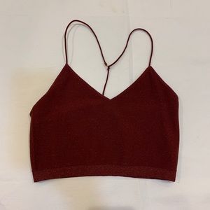 shimmery maroon cropped tank